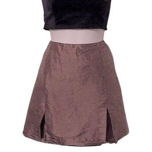 Prague Vintage Pleated Silk Tan Light Brown Mini Skirt Sz 10P 28” Waistband